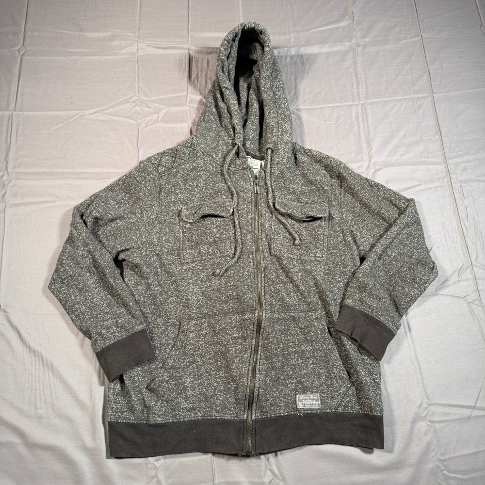 Lions Crest English Laundry Mens Grey Full Zip Hoodie Quilted Shoulder Size S